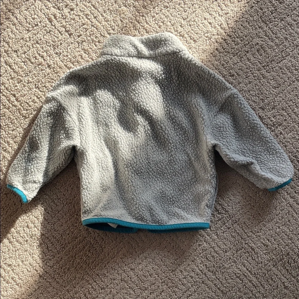 Patagonia Gray Fleece Jacket with Teal Accents Size 6-12 months - Picture 2 of 3